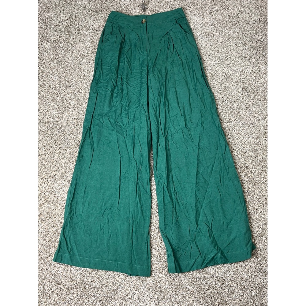 Heychic Green Wide Leg Pleated Trousers High Waisted Pants Size 4 S